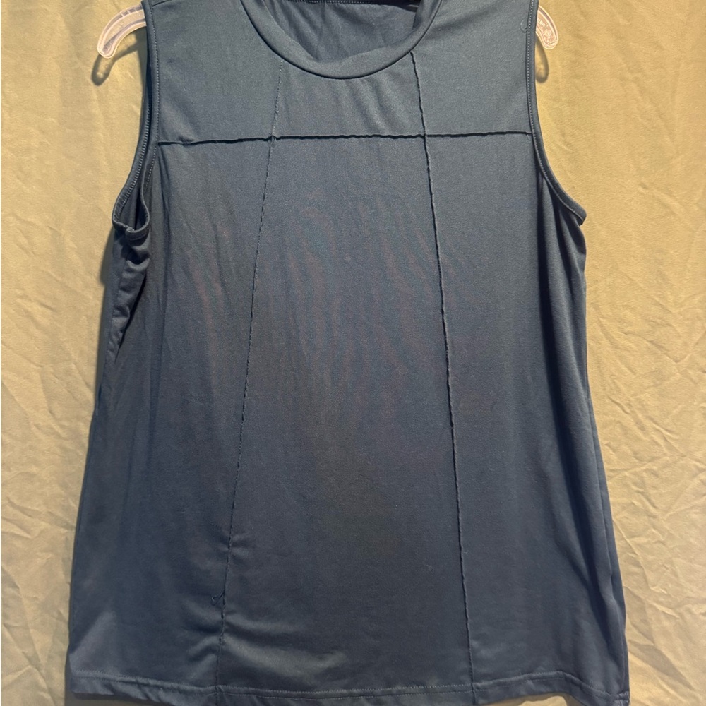 Blue Relaxed Fit sleeveless Tee with Boxy Style